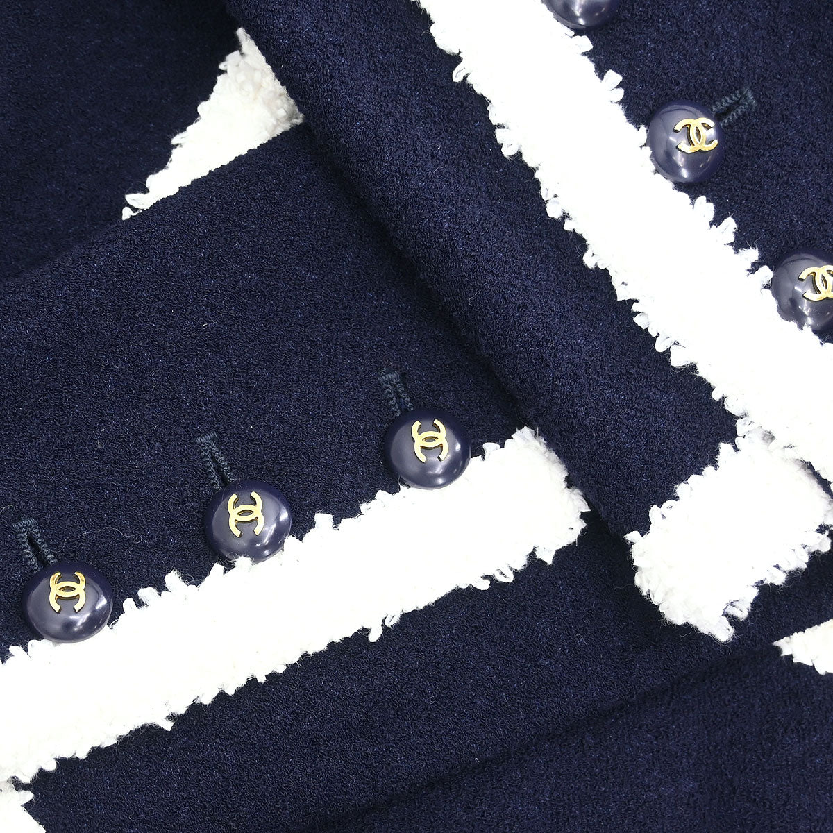 Chanel 1995 Collarless Jacket Navy #44
