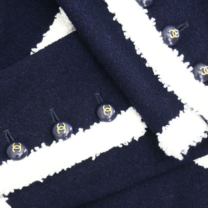 Chanel 1995 Collarless Jacket Navy #44