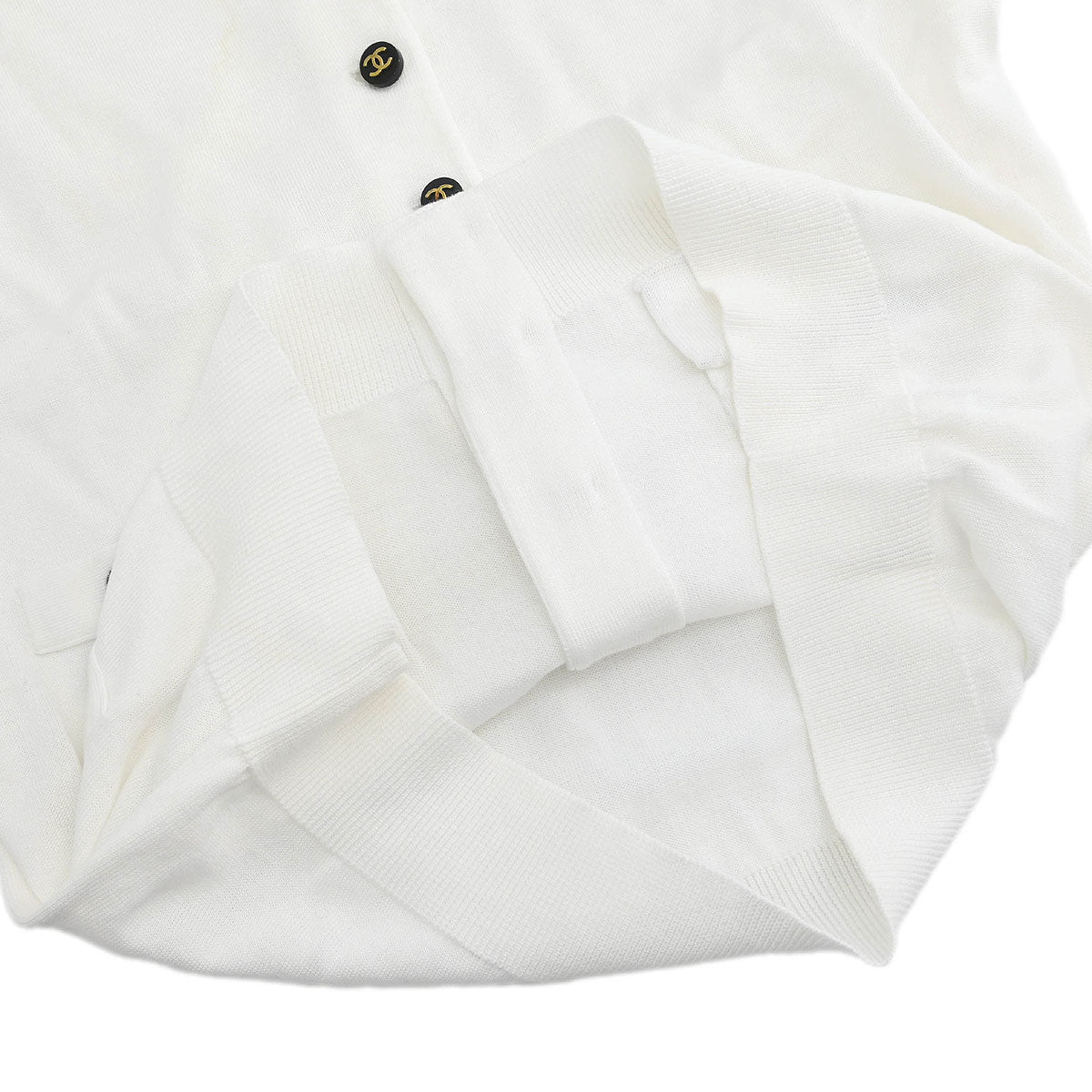 Chanel Short Sleeve Cardigan White #36