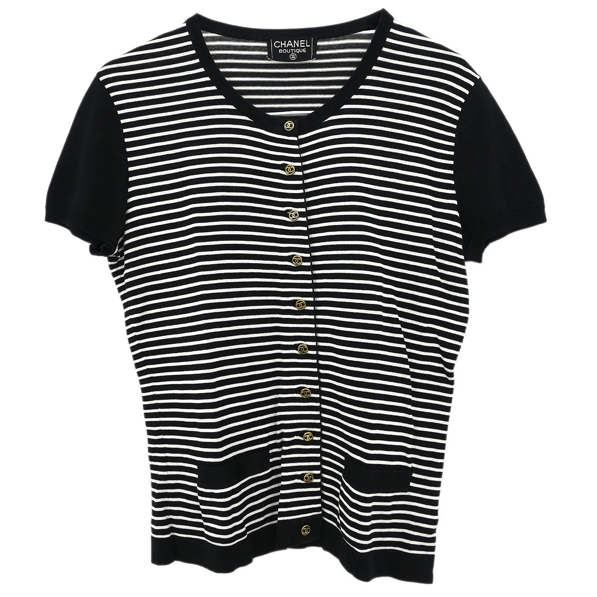 Chanel Short Sleeve Cardigan Black #38