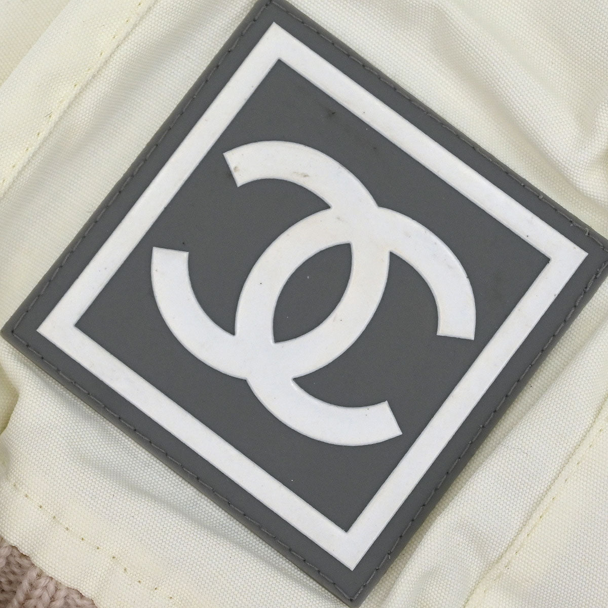 Chanel White Sport Line Knit Cap #M Small Good