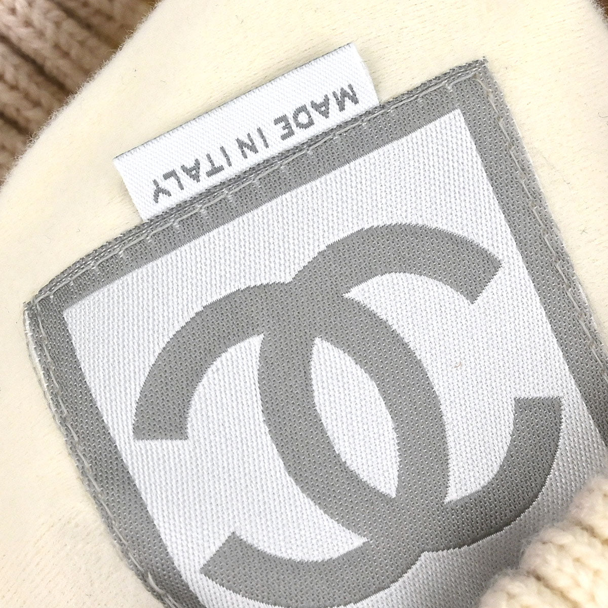 Chanel White Sport Line Knit Cap #M Small Good