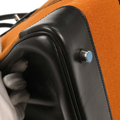 Hermes Black Orange Box Calf Potamos Haut a Courroies 36 Handbag