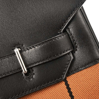 Hermes Black Orange Box Calf Potamos Haut a Courroies 36 Handbag