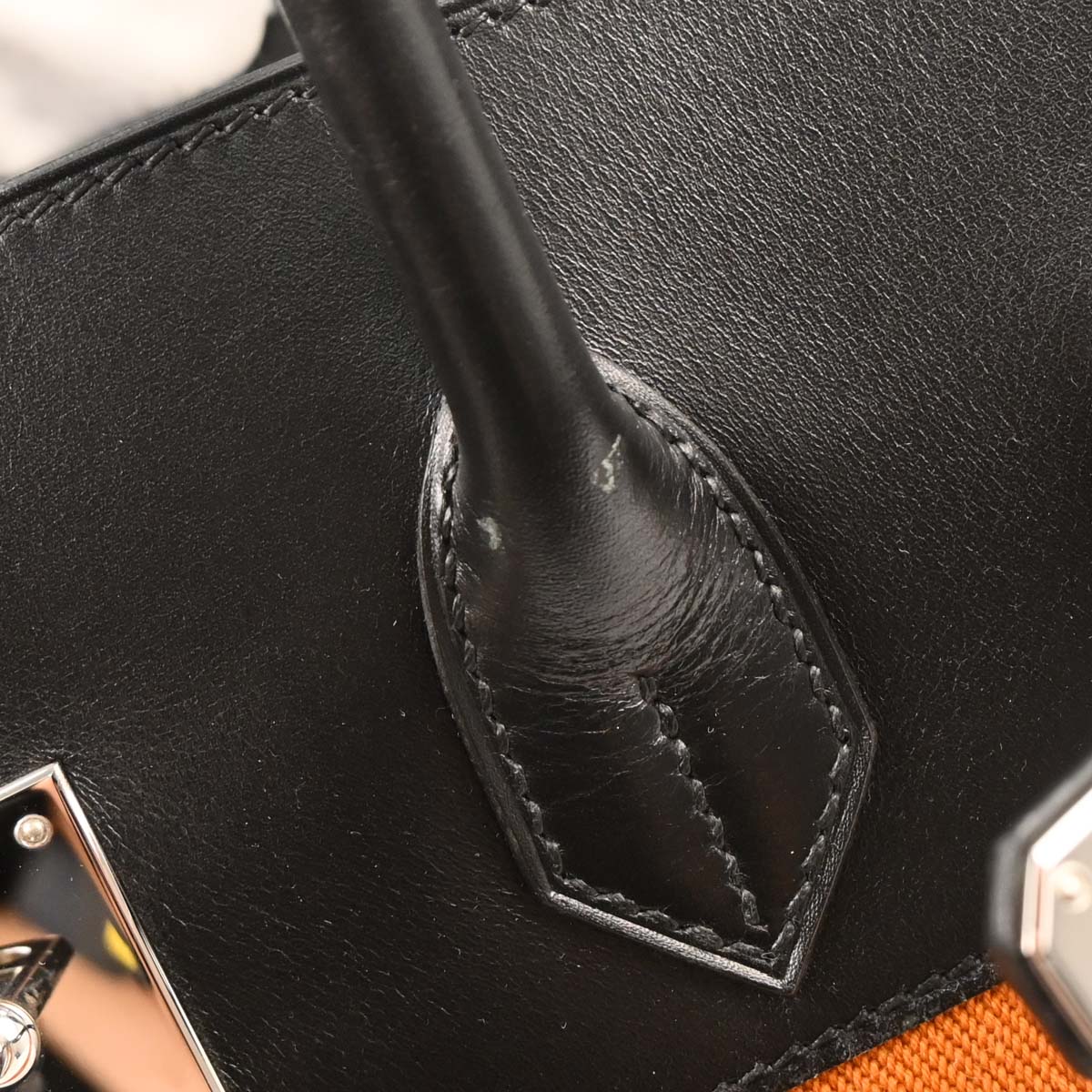 Hermes Black Orange Box Calf Potamos Haut a Courroies 36 Handbag