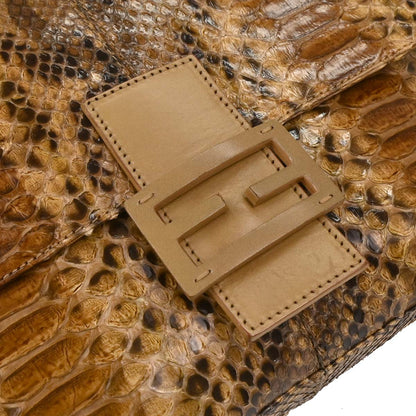 Fendi * Brown Python Mamma Baguette Handbag