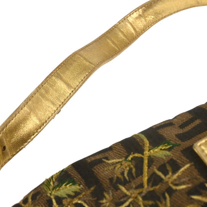 Fendi Gold Embroidered Zucca Baguette Handbag