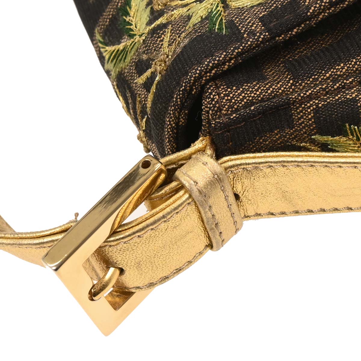 Fendi Gold Embroidered Zucca Baguette Handbag