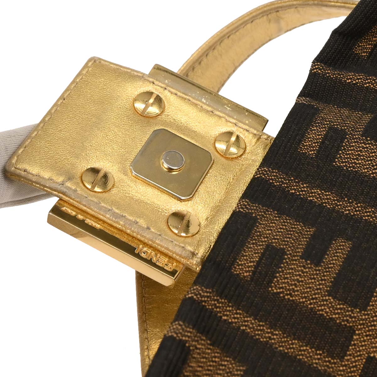 Fendi Gold Embroidered Zucca Baguette Handbag