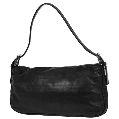 Fendi Black Lambskin Baguette Handbag
