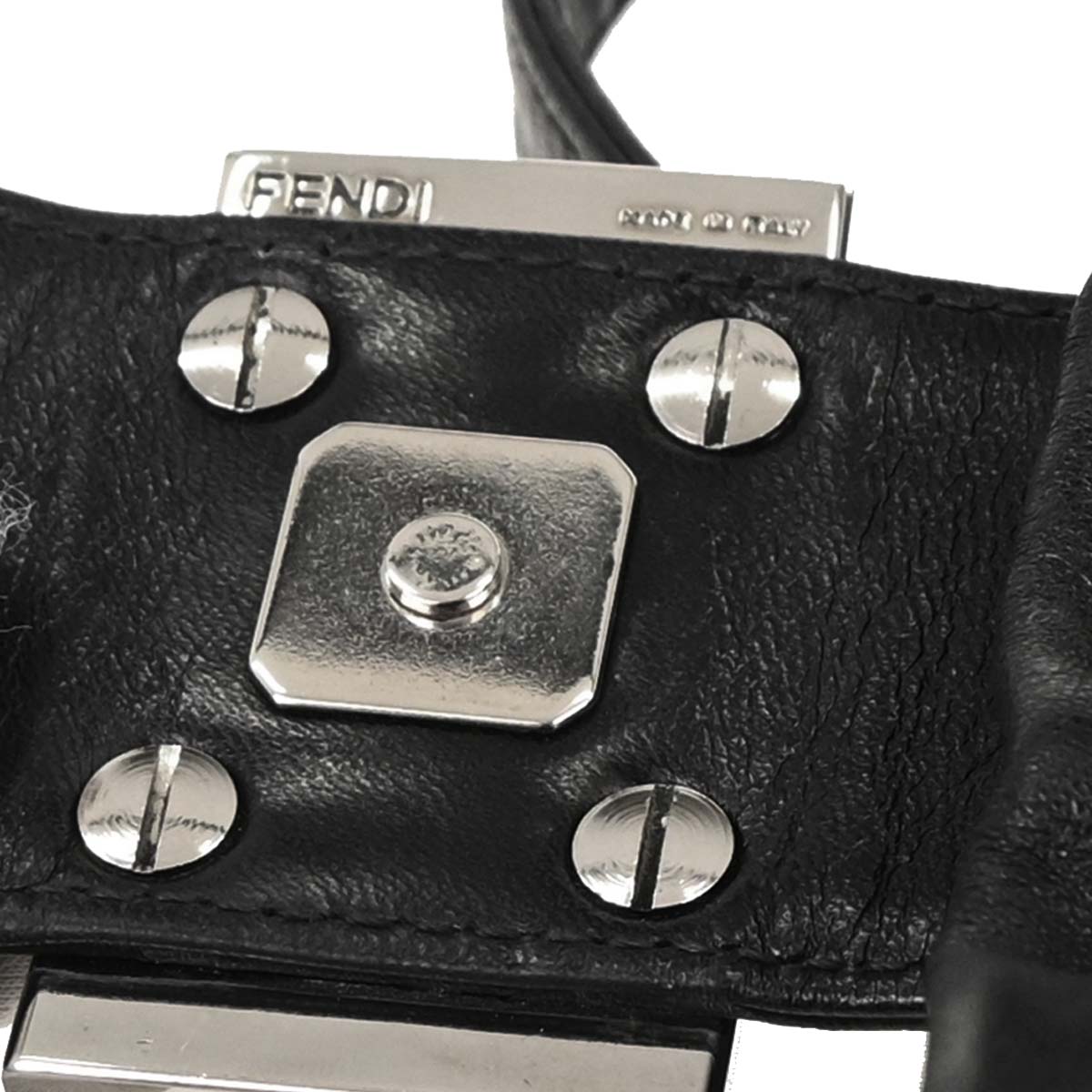 Fendi Black Lambskin Baguette Handbag