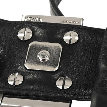 Fendi Black Lambskin Baguette Handbag