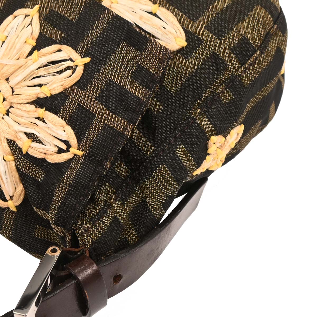 Fendi Brown Zucca Floral Baguette Handbag