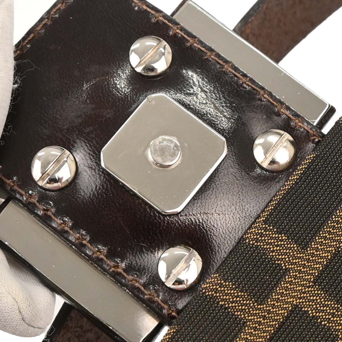 Fendi Brown Zucca Floral Baguette Handbag