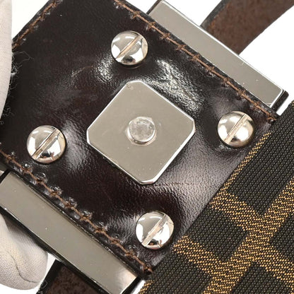 Fendi Brown Zucca Floral Baguette Handbag