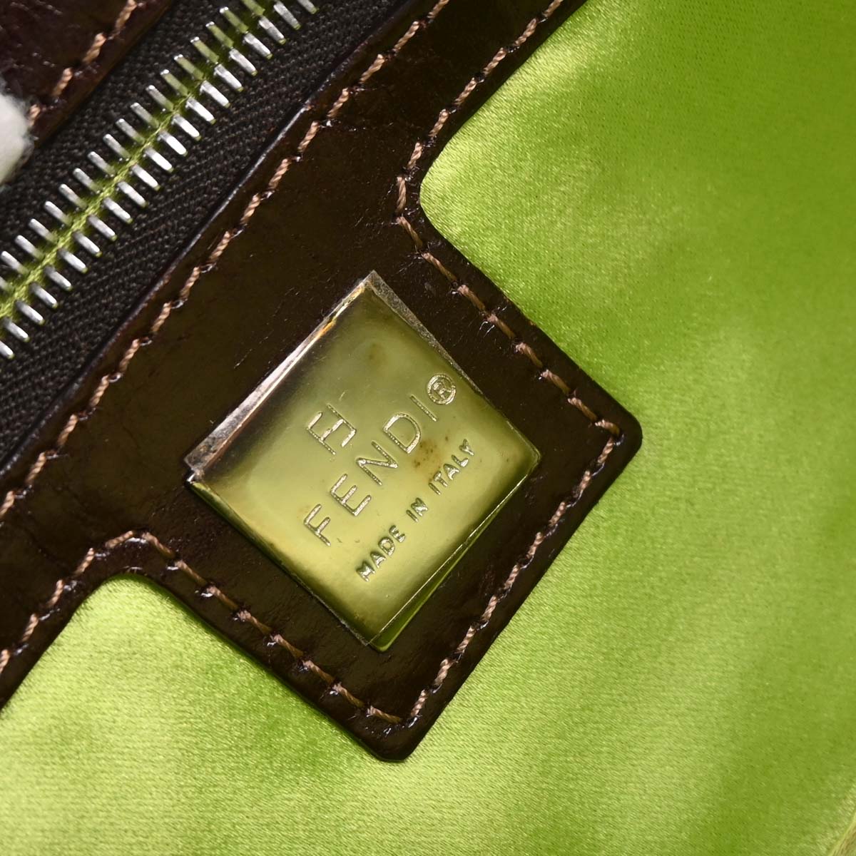 Fendi Brown Zucca Floral Baguette Handbag