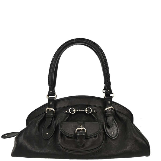 Christian Dior Black Leather My Dior Frame Bowling Handbag