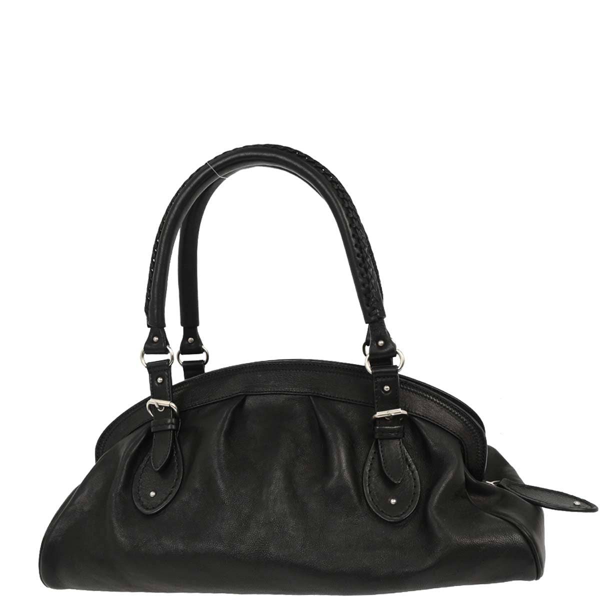 Christian Dior Black Leather My Dior Frame Bowling Handbag