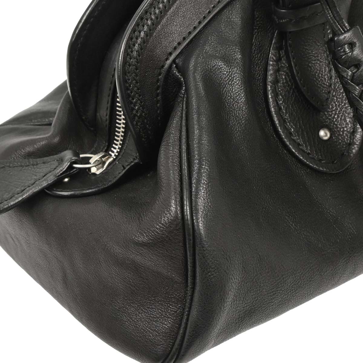 Christian Dior Black Leather My Dior Frame Bowling Handbag