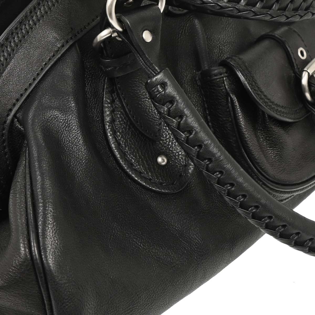 Christian Dior Black Leather My Dior Frame Bowling Handbag