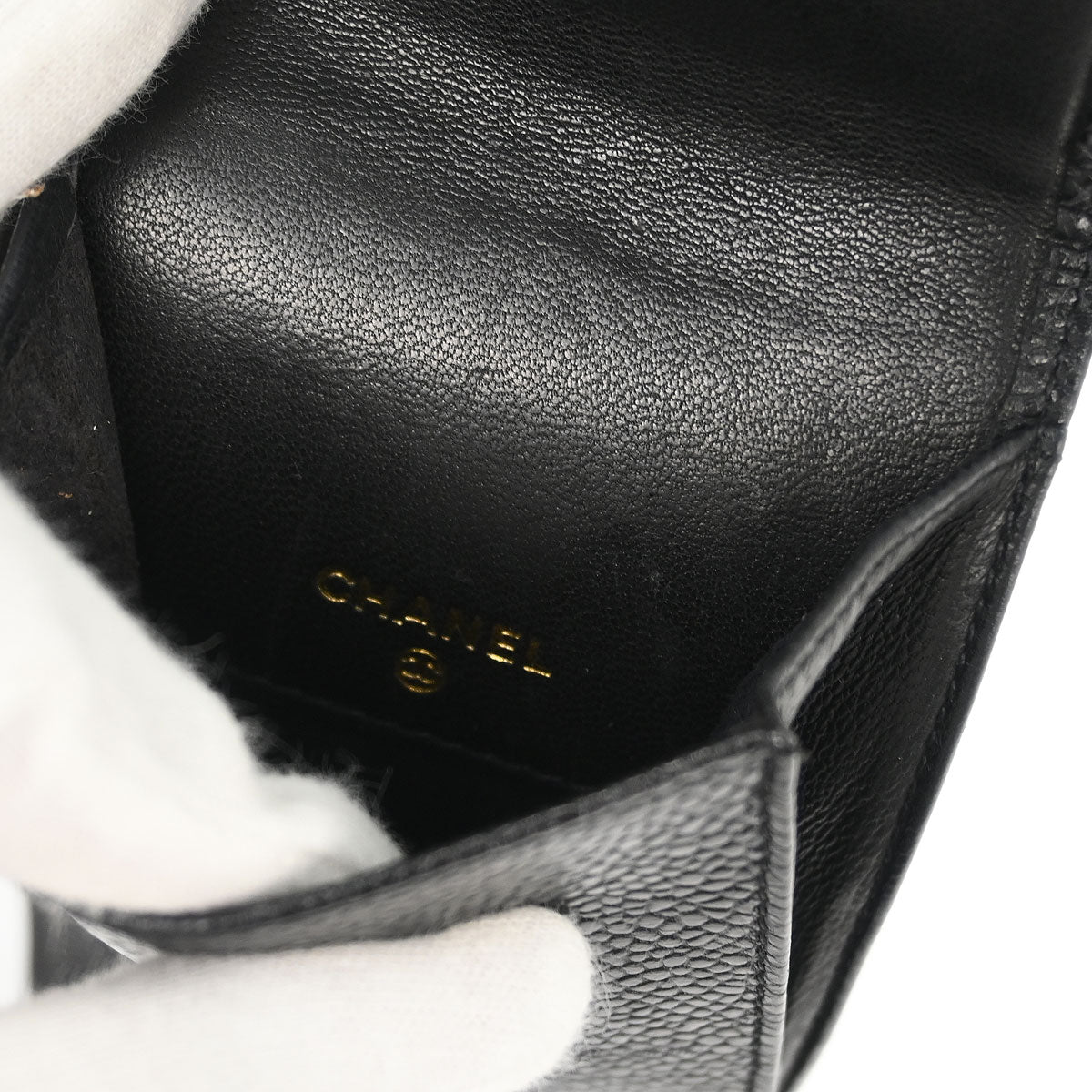 Chanel Black Calfskin Timeless Sunglasses Case Small Good