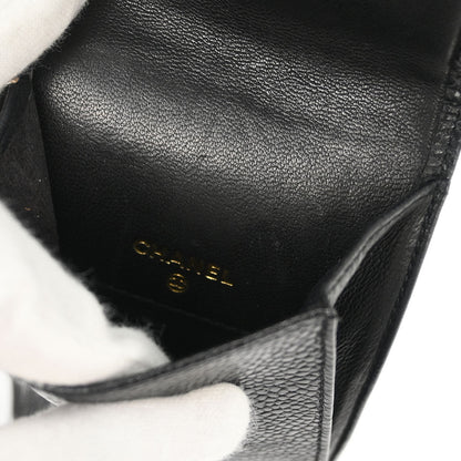 Chanel Black Calfskin Timeless Sunglasses Case Small Good