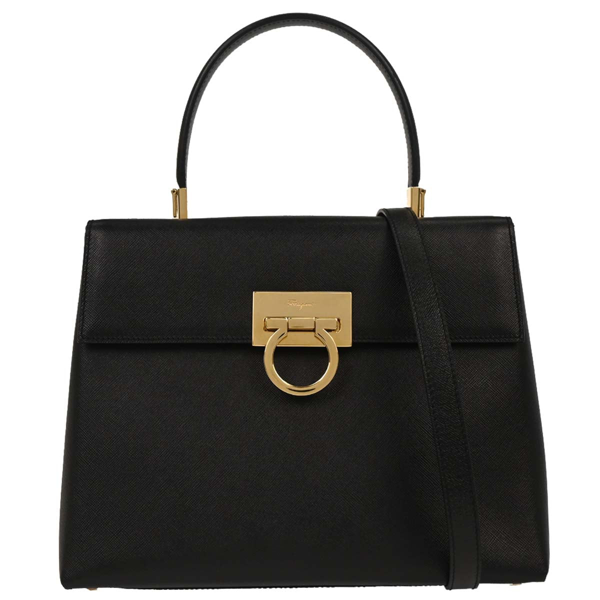 Salvatore Ferragamo Black Gancini 2way Shoulder Handbag
