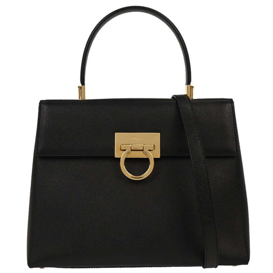 Salvatore Ferragamo Black Gancini 2way Shoulder Handbag