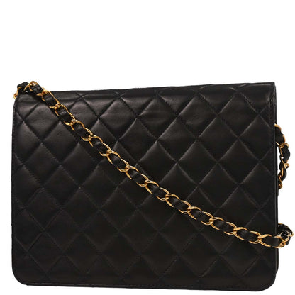 Chanel 2003-2004 Black Lambskin Turnlock Small Half Flap Shoulder Bag