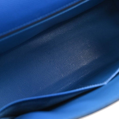Hermes 1996 Blue France Courchevel Kelly 32 Sellier Handbag