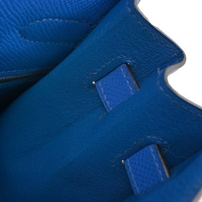 Hermes 1996 Blue France Courchevel Kelly 32 Sellier Handbag
