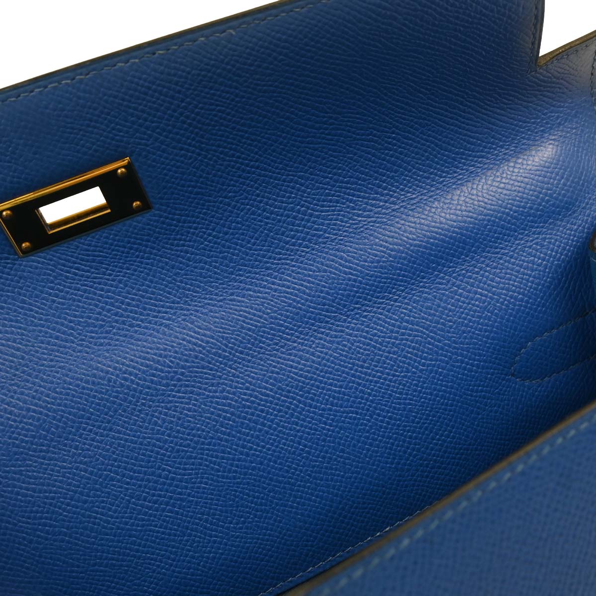 Hermes 1996 Blue France Courchevel Kelly 32 Sellier Handbag