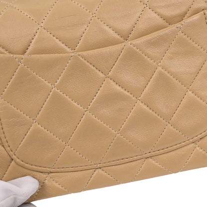 Chanel 1989-1991 Beige Lambskin Mini Classic Square Flap Shoulder Bag