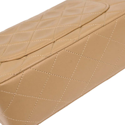 Chanel 1989-1991 Beige Lambskin Mini Classic Square Flap Shoulder Bag