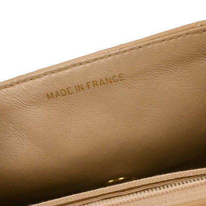 Chanel 1989-1991 Beige Lambskin Mini Classic Square Flap Shoulder Bag
