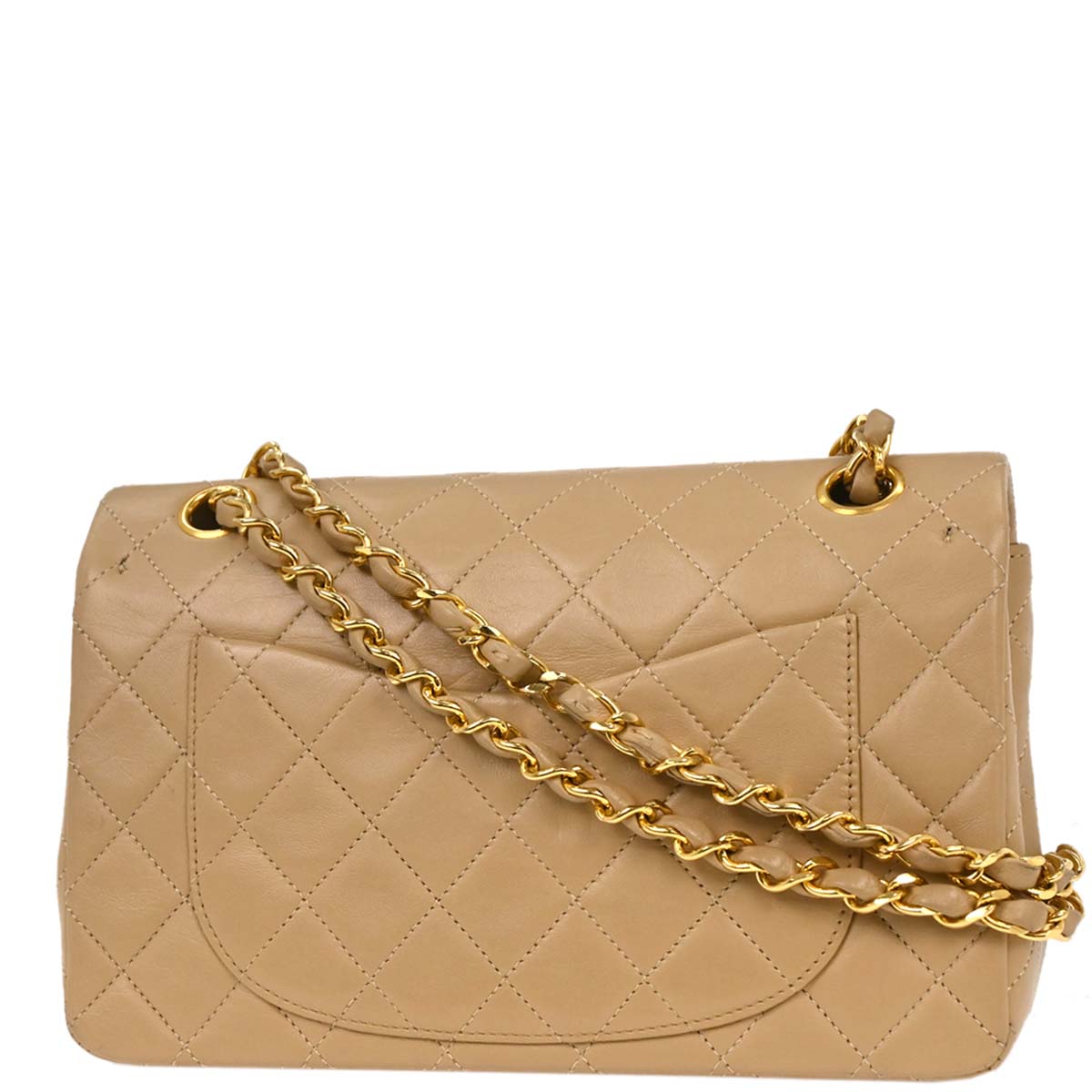 Chanel 1989-1991 Beige Lambskin Small Classic Double Flap Shoulder Bag