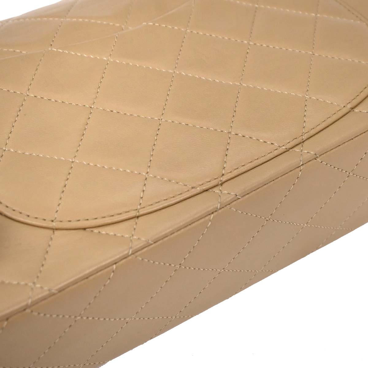 Chanel 1989-1991 Beige Lambskin Small Classic Double Flap Shoulder Bag