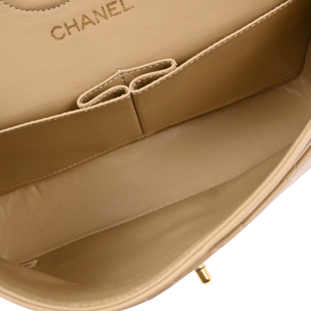 Chanel 1989-1991 Beige Lambskin Small Classic Double Flap Shoulder Bag