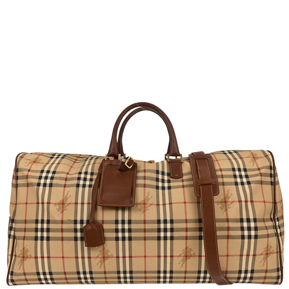 Burberry Beige PVC House Check Duffle 2way Shoulder Handbag