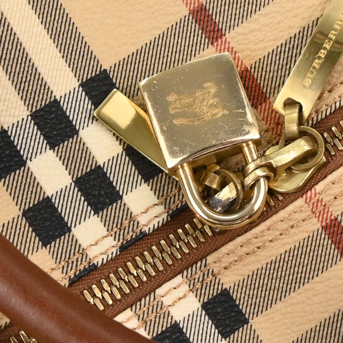 Burberry Beige PVC House Check Duffle 2way Shoulder Handbag