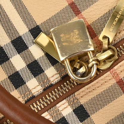 Burberry Beige PVC House Check Duffle 2way Shoulder Handbag