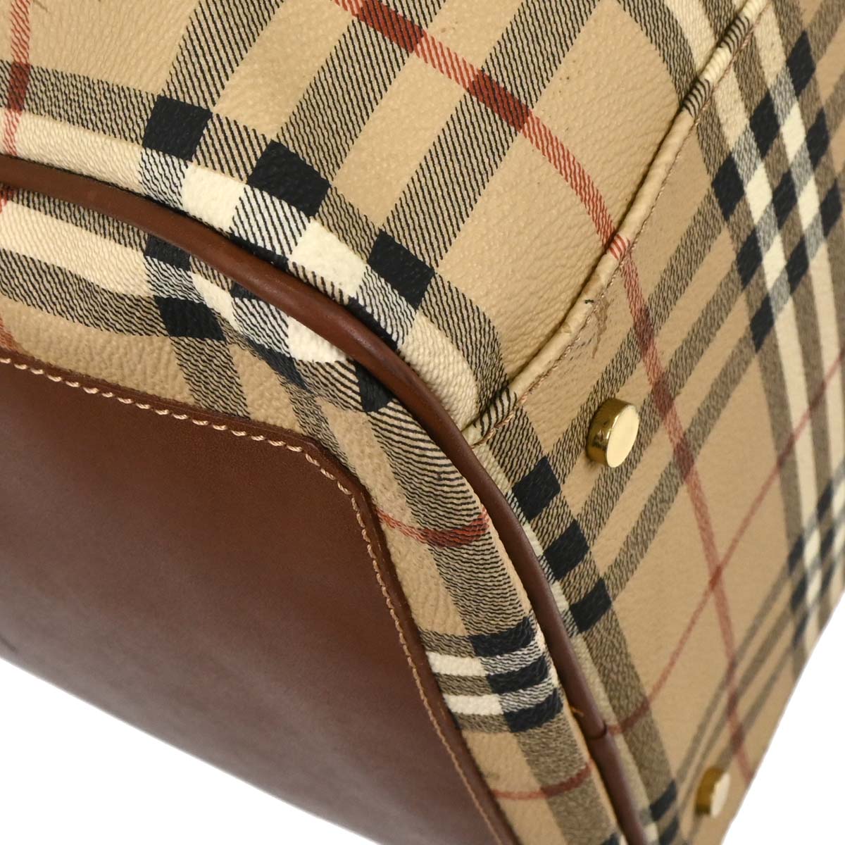 Burberry Beige PVC House Check Duffle 2way Shoulder Handbag