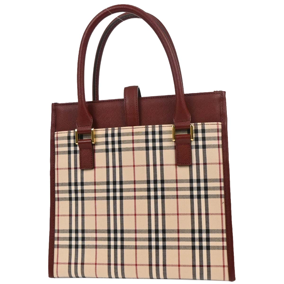 Burberry Beige Bordeaux Burberry Check Tote Bag