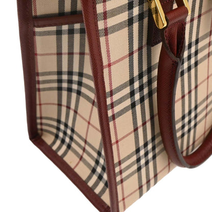 Burberry Beige Bordeaux Burberry Check Tote Bag