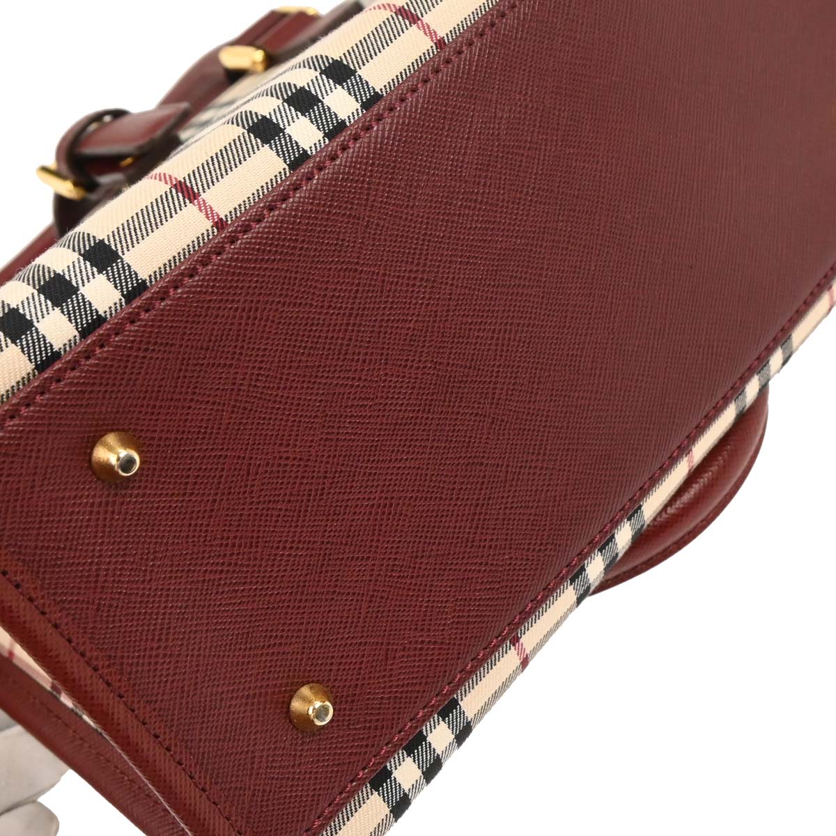 Burberry Beige Bordeaux Burberry Check Tote Bag