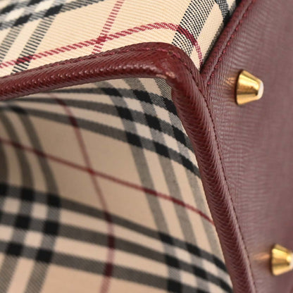 Burberry Beige Bordeaux Burberry Check Tote Bag