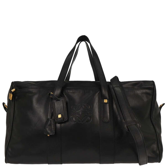Loewe Black Leather 2way Shoulder Duffle Handbag