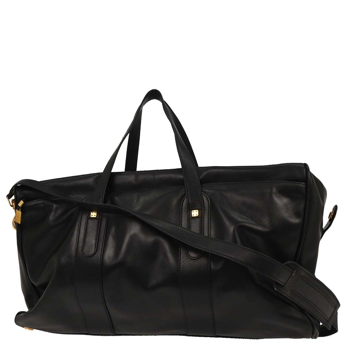 Loewe Black Leather 2way Shoulder Duffle Handbag