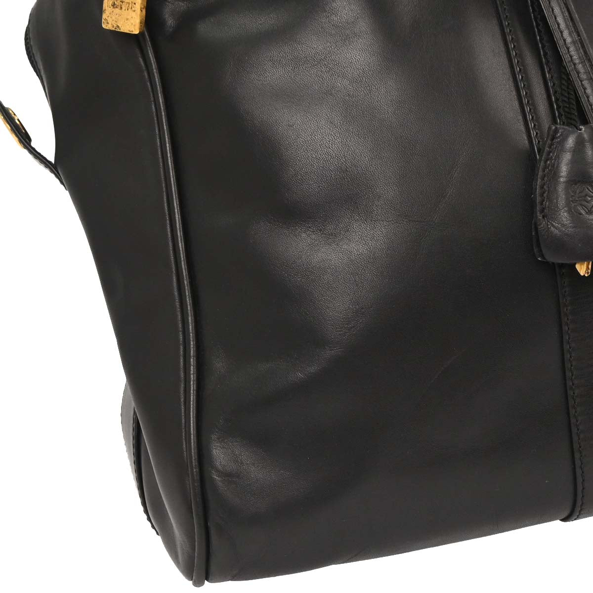 Loewe Black Leather 2way Shoulder Duffle Handbag