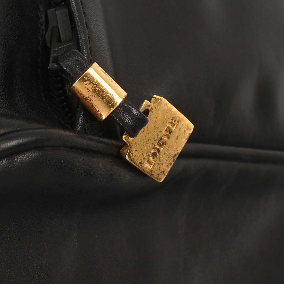 Loewe Black Leather 2way Shoulder Duffle Handbag